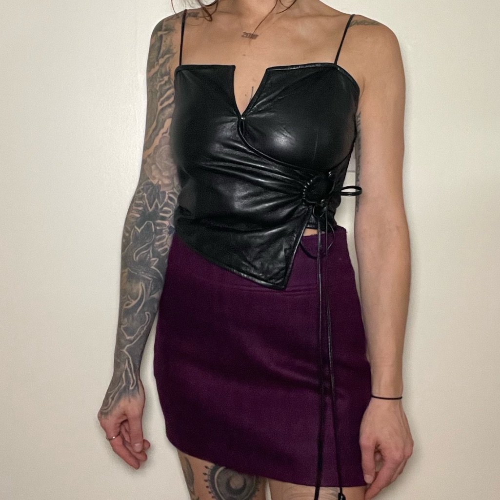Nanushka Black Vegan Leather Cosimo Camisole